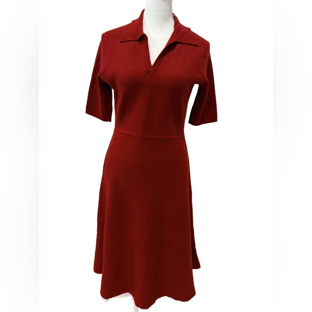 Elie Tahari Rust Red Midi Polo Dress